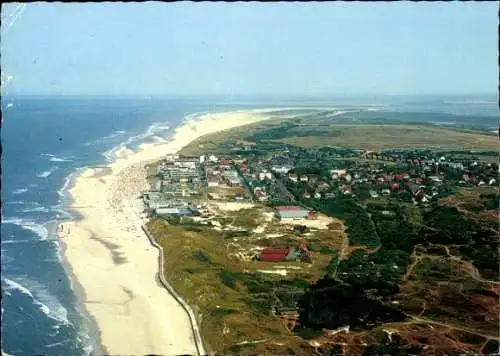 Ak Nordseebad Wangeroog Wangerooge in Ostfriesland, Luftaufnahme von  Nordsee, Strand, Küstenl...