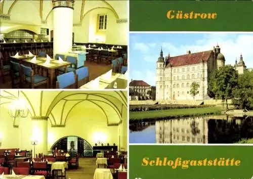 Ak Güstrow in Mecklenburg, Restaurant innen, Schlossansicht, Güstrow