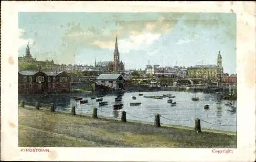 Ak Kingstown Dún Laoghaire Irland, Gesamtansicht