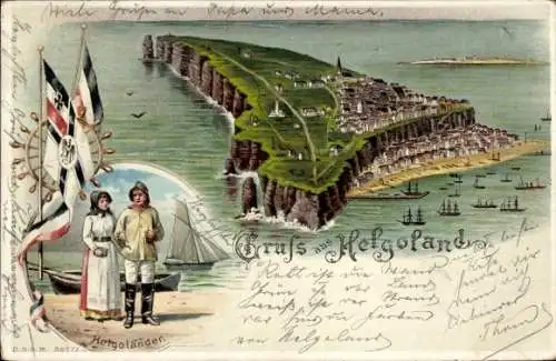 Litho Helgoland, Insel, Helgoländer, Fahnen
