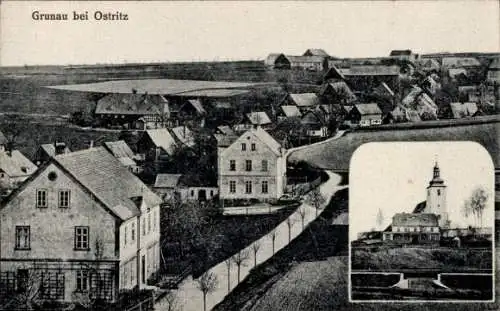 Ak Krzewina Grunau (bei Ostritz) Bogatynia Reichenau in Sachsen Schlesien, Ansicht von Grunau,...
