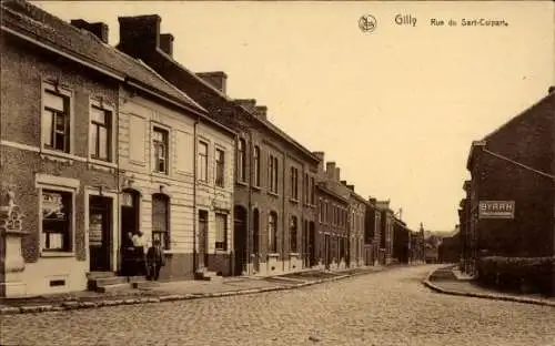 Ak Gilly Charleroi Wallonien Hennegau, Straße mit Häusern, Gilly Rue du Sart-Culpart, Blick au...