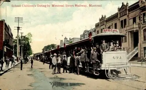 Ak Montreal Québec Kanada, Straßenbahn mit Kindern,  'Special', nummeriert 871