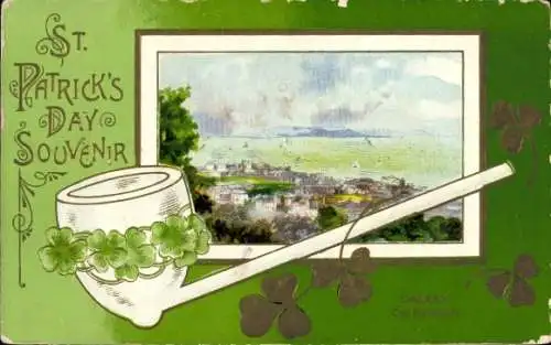 Ak Dalkey Irland, Glückwunsch St. Patrick, Pfeife, Glücksklee