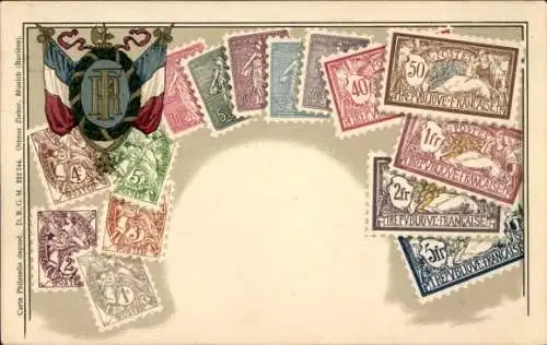 Präge Briefmarken Ak Frankreich, Fahne, patriotik