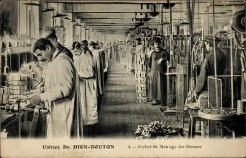 CPA Usines de Dion-Bouton, Atelier de Montage des Moteurs