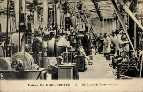 CPA Usines de Dion-Bouton, Atelier de Tours verticaux