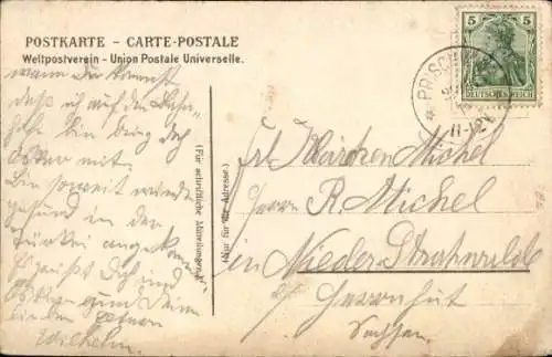 Litho Storcha Göda in der Oberlausitz, Gasthaus, Kirche, Pfarre, Schule