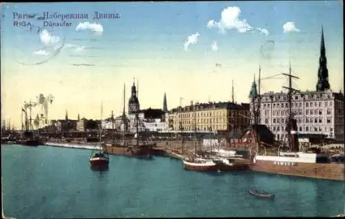 Ak Riga Lettland, Dünaufer, Hafen