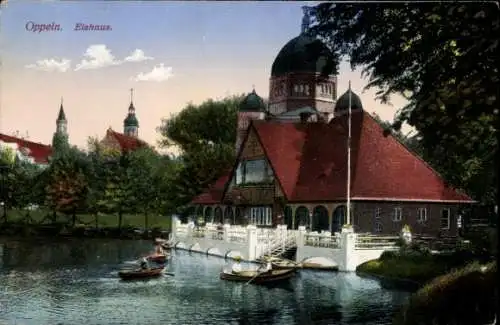 Judaika Ak Opole Oppeln Schlesien, Eishaus, Ruderboote, Synagoge