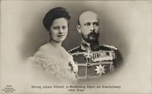 Ak Herzog Johann Albrecht zu Mecklenburg, Regent von Braunschweig mit Gemahlin, Liersch 2465