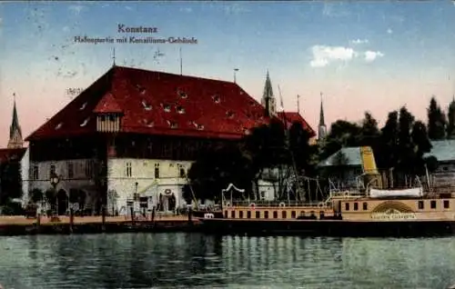 Ak Staad Konstanz am Bodensee,  Hafenpartie, Konziliums-Gebäude