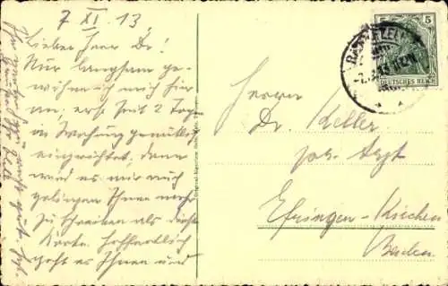 Ak Radolfzell am Bodensee,  Dampfschiff, Teilansicht, Kirchturm