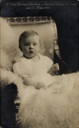 Ak Weimar in Thüringen, Prinz Bernhard-Friedrich von Sachsen-Weimar-Eisenach, 3. März 1918, Portrait