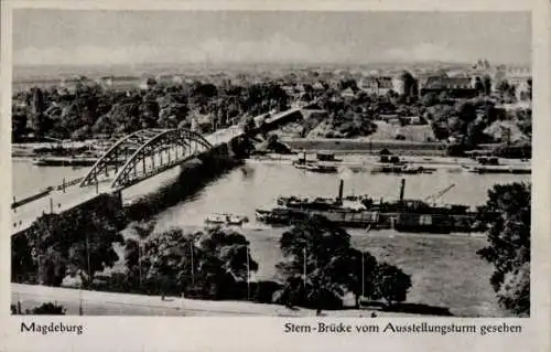 Ak Magdeburg an der Elbe,  Stern-Bröcke vom Ausstellungsturm gesehen