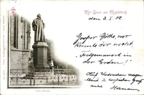 Ak Magdeburg an der Elbe, Luther Denkmal