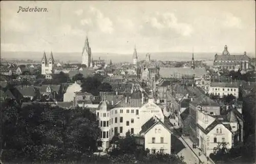 Ak Paderborn in Westfalen, Stadtansicht von Paderborn mit Dom, Rathaus und Marktkirche