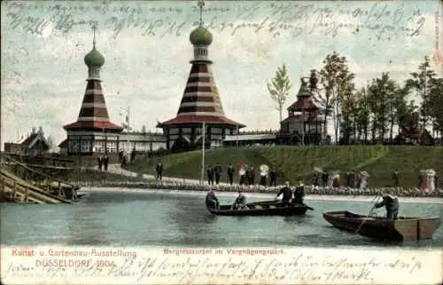 Ak Düsseldorf am Rhein, Kunst- und Gartenbau-Ausstellung 1904, Bergrestaurant, Vergnügungspark