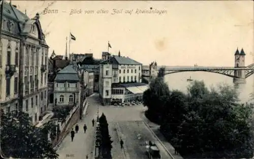 Ak Bonn am Rhein, Blick vom alten Zoll auf Rheinanlagen