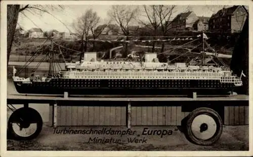 Ak Dampfer Europa als Modell, Norddeutscher Lloyd