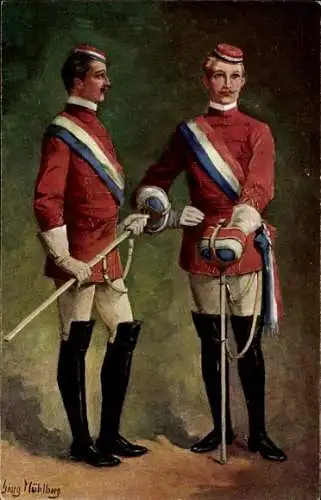 Studentika Künstler Ak Mühlberg, Georg, Die Herren Chargierten, Studenten