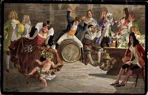 Künstler Ak Thiele, Arthur, Bremer Ratskeller, Hauffs Phantasien Nr. 5, geselliges Fest