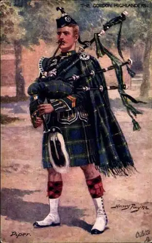 Künstler Ak Payne, Piper, Schotte, Dudelsack, Kilt, The Gordon Highlanders, Tuck 9884