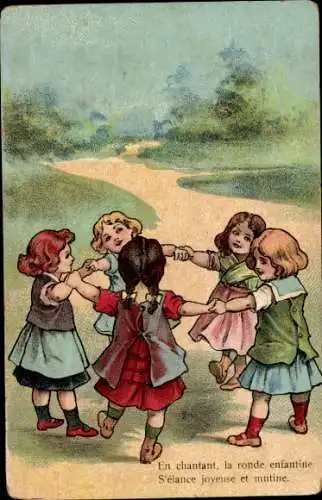 Ak La ronde enfantine, Mädchen beim Tanzen