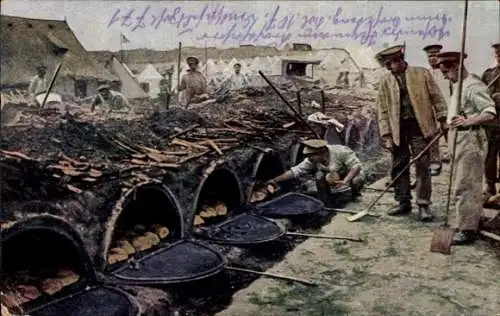 Ak Englische Feldbäckerei in Saloniki, I. WK