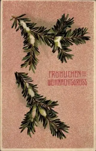 Präge Ak Glückwunsch Weihnachten, Tannenbaumzweig
