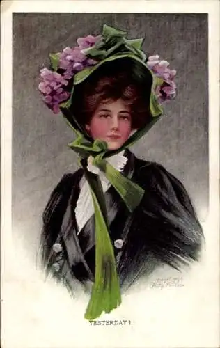 Künstler Ak Boileau, Philip, Yesterday, Portrait einer Frau mit Hut