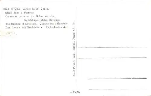Künstler Ak Uprka, J., Frau in slowakischer Tracht