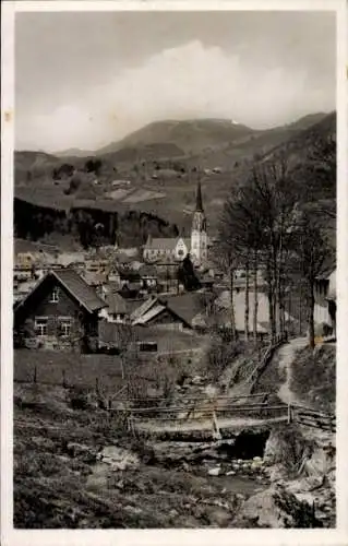 Ak Schönau im Schwarzwald, Gesamtansicht, Kirche, Belchen
