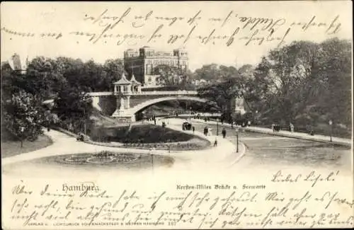 Ak Hamburg Mitte St. Pauli, Seewarte, Kersten-Miles Brücke