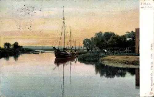 Ak Hamburg Mitte Finkenwerder Finkenwärder, Idyll, Segelboot