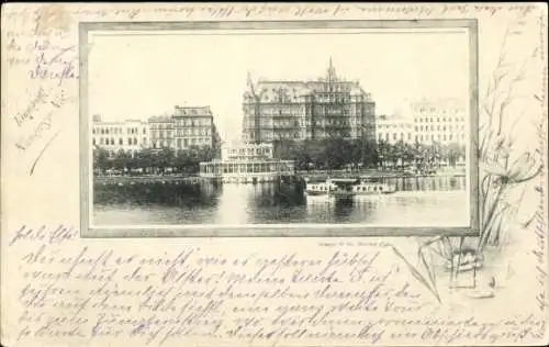 Ak Hamburg Altona Bahrenfeld, Alster in Hamburg mit Dampfer und Hotelansicht