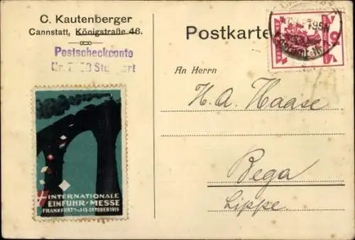 Ak Bad Cannstatt Stuttgart in Württemberg, Rechnung von C. Kautenberger