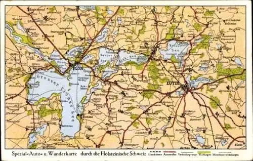 Landkarten Ak Eutin in Ostholstein, Spezial-Auto- und Wanderkarte, Holsteinische Schweiz