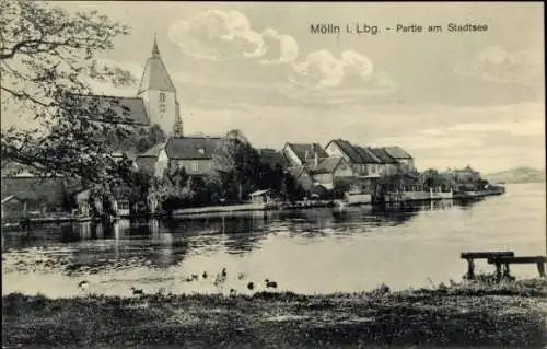 Ak Mölln im Herzogtum Lauenburg, Partie am Stadtsee, Mölln