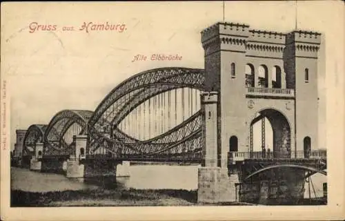Ak Hamburg, Die alte Elbbrücke
