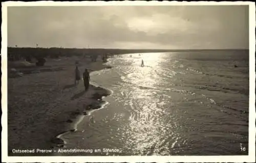 Ak Ostseebad Prerow auf dem Darß, Abendstimmung am Strande