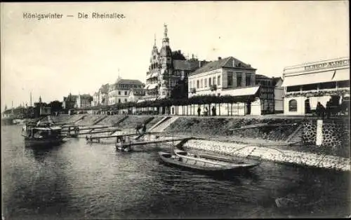 Ak Königswinter am Rhein, Rheinallee, Boote