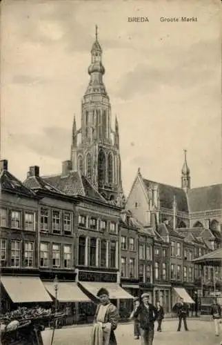 Ak Breda Nordbrabant Niederlande, Groote Kerk op de Markt