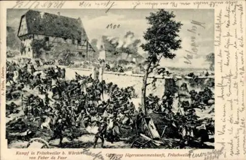 Ak Frœschwiller Froeschwiller Fröschweiler Elsass Bas Rhin, Kampf, Gasthof Jägerzusammenkunft