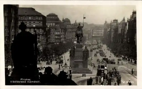 Ak Praha Prag Tschechien, Wenzelsplatz, Denkmal