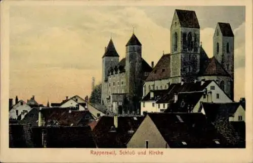 Ak Rapperswil Kanton Sankt Gallen, Schloss und Kirche