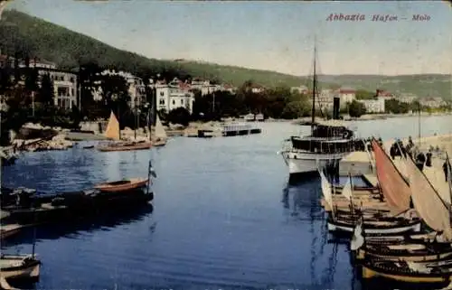 Ak Opatija Abbazia Kroatien, Hafen, Molo