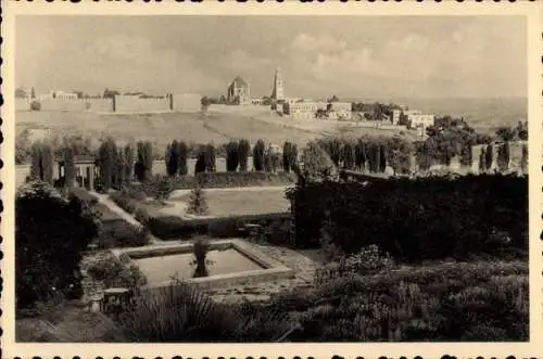 Ak Jerusalem Israel, Blick zum Sion. Kirche von Maria Heimgang