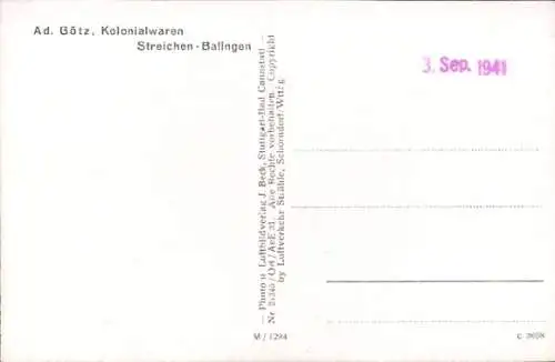 Ak Streichen Balingen in Württemberg, Fliegeraufnahme