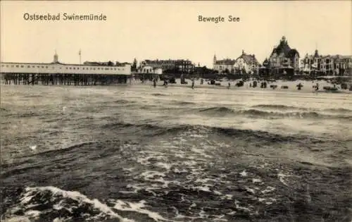 Ak Świnoujście Swinemünde Pommern, Bewegte See